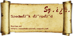 Szedmák Árpád névjegykártya